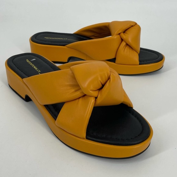 Intentionally Blank Romi Sandal Slip On Knotted Twist Strap Comfort Orange 9 - Picture 3 of 7